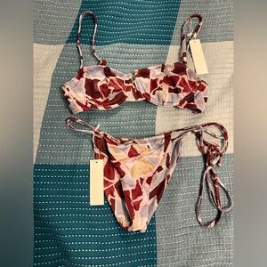 iNAMORATA Red and White Bikini Set